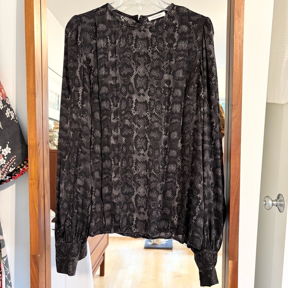 Anine Bing Python Print Long Sleeve Blouse - image 4